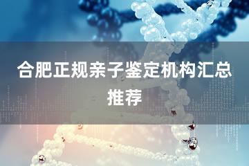 合肥正规亲子鉴定机构汇总推荐