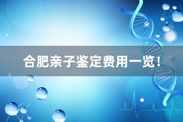 合肥亲子鉴定费用一览！