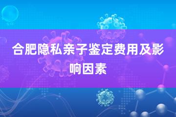 合肥隐私亲子鉴定费用及影响因素